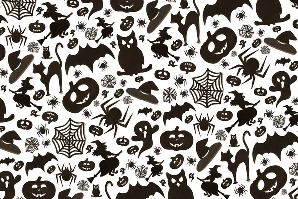 Padrão Halloween Abstrato Estilo Cartoon Fundo Branco Arte Papel Feliz — Fotografia de Stock