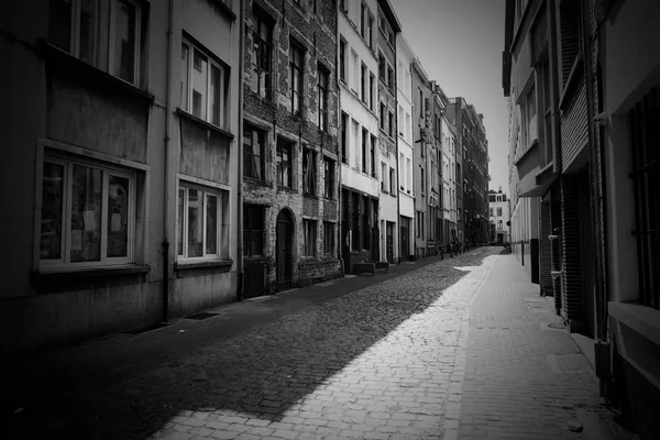 Empty street in Antwerp, Belgium.