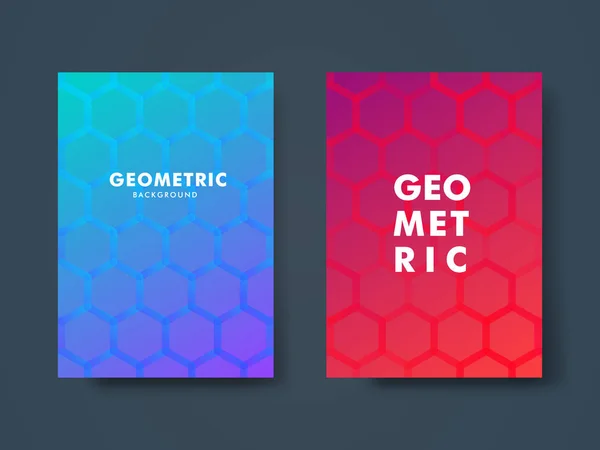 Set aus zwei abstrakten geometrischen Coverdesigns. minimale geometrische Musterverläufe für Poster, Cover, Banner, Flyer — Stockvektor
