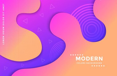 Modern renkli sıvı posteri. Trendy degrade renk üzerinde Dalgalı Sıvı şekli. Vektör çizimi.