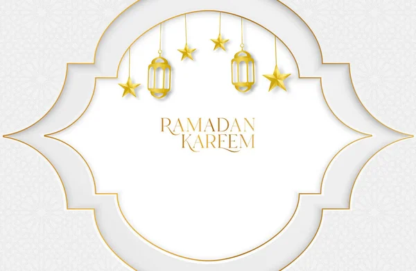 Ramadán Kareem Fondo Con Papel Blanco Corte Forma Geométrica Ilustración — Vector de stock