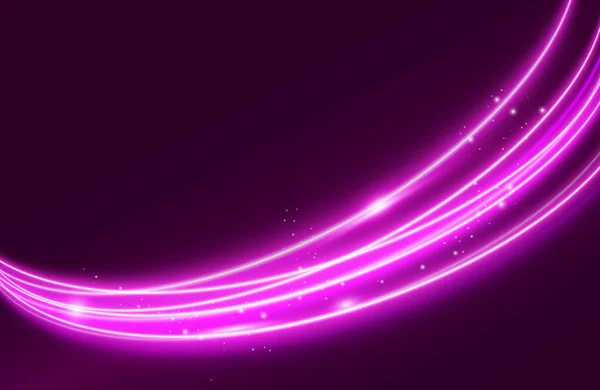 Cirkel Neon Ljuseffekt Isolerad Mörk Bakgrund Runda Ljus Linjer Blå — Stock vektor