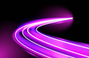 Hareket bulanıklığı efektli soyut renkli ışık izleri, hız arkaplanı. Fütürist neon ışık efekti. Işık konsepti arkaplanı hızı