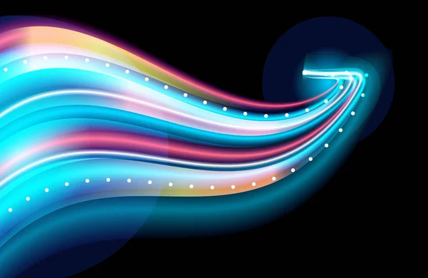 Abstract Kleurrijke Lichtpaden Met Bewegingsvervaging Snelheidsvervaging Futuristisch Neonlicht Effect Snelheid — Stockvector