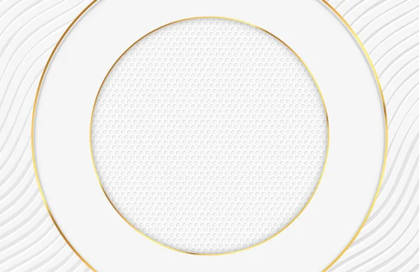 Luksusowy Elegancki Biały Tło Złotą Ozdobą Abstrakcyjna Futurystyczna Koncepcja Geometryczna — Wektor stockowy