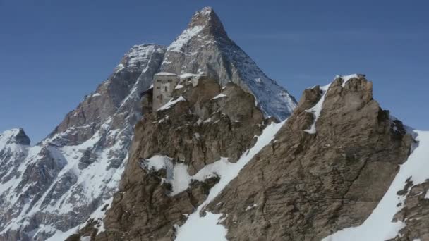 Nádherný Zimní Vzdušný Let Nad Horský Řetěz Šířku Švýcarské Alpy — Stock video