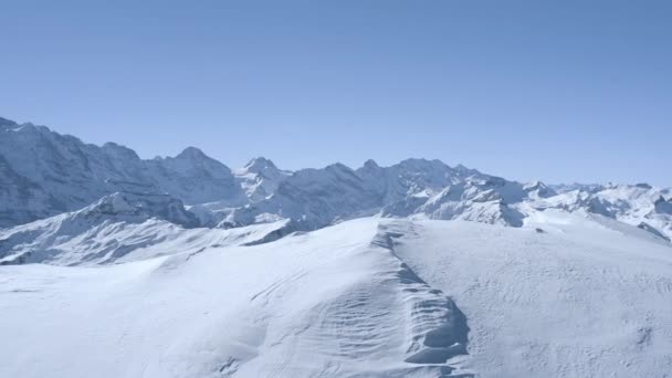 Bellissimo Volo Aereo Invernale Sopra Catena Montuosa Paesaggio Alpino Svizzero — Video Stock