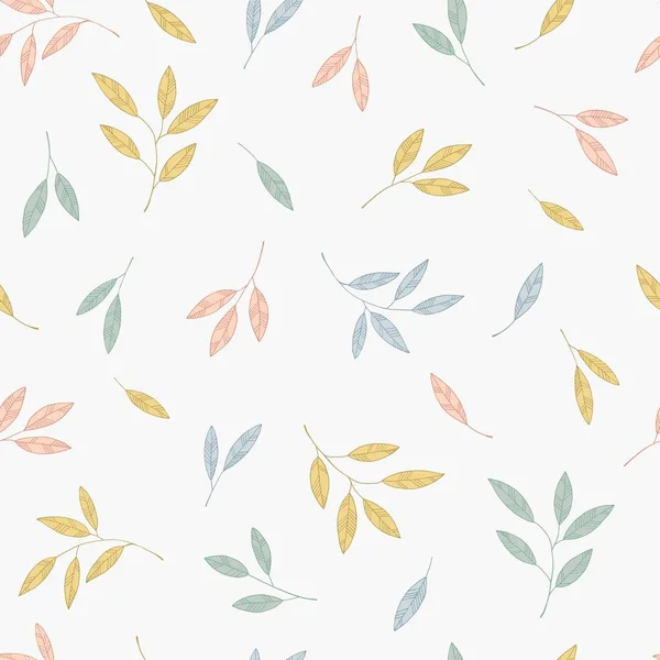 Cute, pastel leaves pattern. — Stock Vector