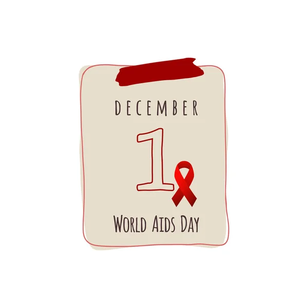 Kalenderblad. Met sluiter voor World Aids Day. 1 december. — Stockvector