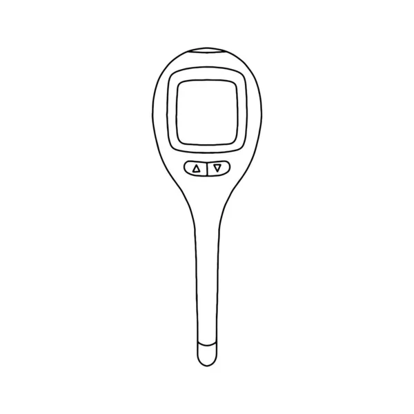 Elektronisches Medizinisches Thermometer Digitales Thermometer Isoliert Mit Weißem Hintergrund Umrissgestaltung — Stockvektor