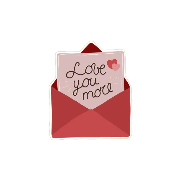 Lettering Love You More Aislado Sobre Con Letra Plantilla Superposición — Archivo Imágenes Vectoriales