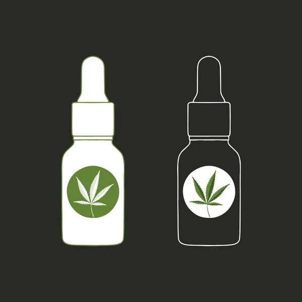 Compte Gouttes Avec Produit Huile Chanvre Bouteille Huile Cannabis Dans — Image vectorielle