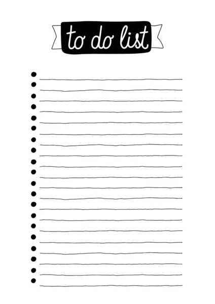 List Planner Vector Isolated Outline Hand Drawn Check List Sheet — Stock Vector