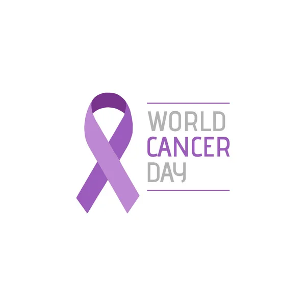 紫色のリボン 癌の認知記号 イラスト World Cancer Day — ストックベクタ