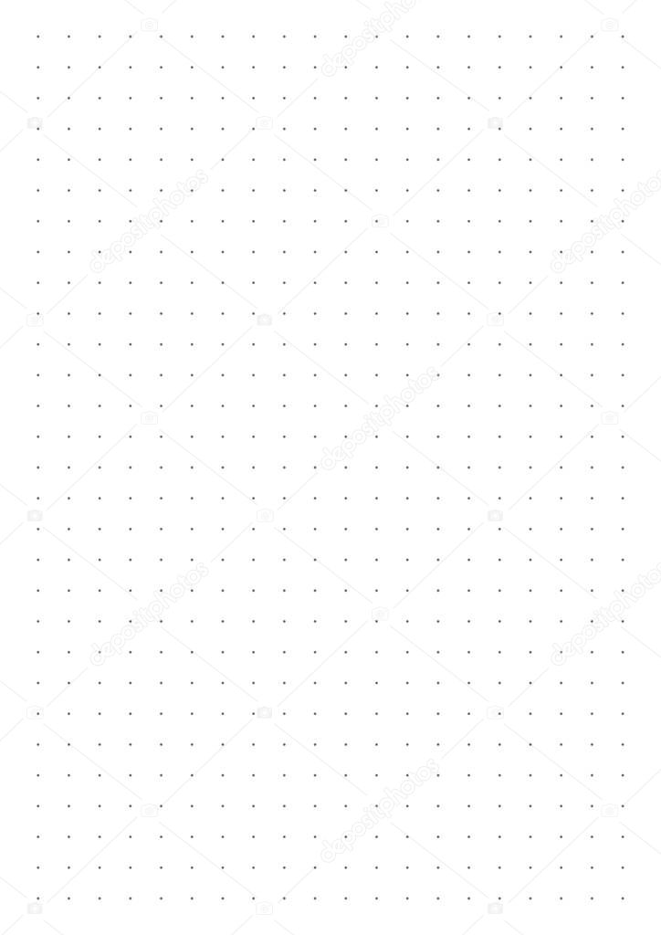 Sheet of gray dots on a white background. Perfect for planner, notebook, school, print. A4 sheet proportion.