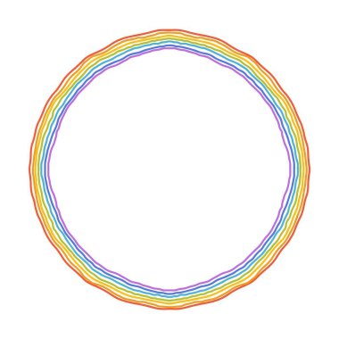 Yuvarlak gökkuşağı şekli ve renk yapısı. Davetiyeler, kartpostallar, dekorlar, çocuk kutlamaları ve daha fazlası için mükemmel..