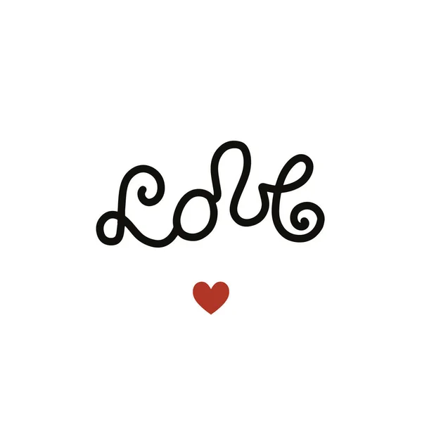 Amor Lettering Con Símbolo Del Corazón Nota Negra Con Corazón — Archivo Imágenes Vectoriales