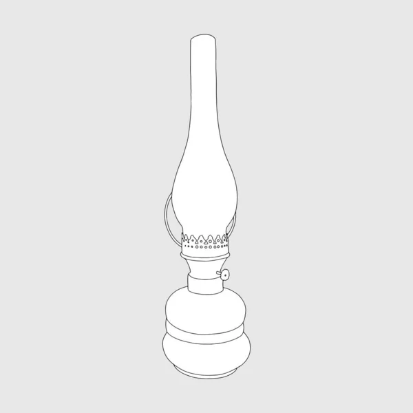 Laternen Symbol Vektorlampe Vorhanden Handgezeichnete Alte Petroleumlampe Monochrome Illustration — Stockvektor