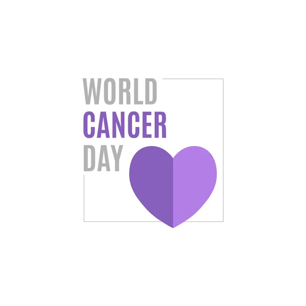 Wereldkankerdag Een Lavendelhart Affiche Logo Voor Nationale Kankerpreventiemaand Wereldkankerdag Februari — Stockvector