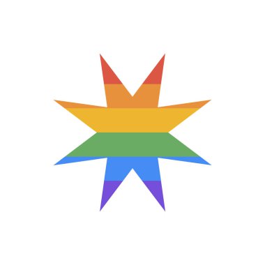 LGBT gurur sembolü. Gurur LGBT yıldız simgesi beyaz arkaplanda izole edildi. Homoseksüel aşk ve bayrak çizimi.