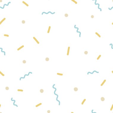 Dairelerin dekoratif, renkli geometrik şekilleri, noktalar, çizgiler, kıvrımlar, pürüzsüz arka planlar. Hediye kağıdı, bebek partisi, hatıra defteri, kartpostallar, posterler, davetiyeler için mükemmel..