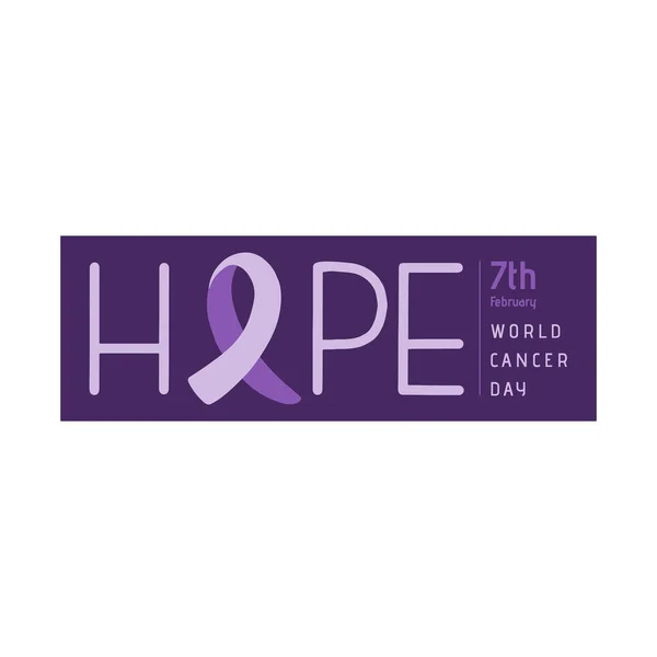 Bannière Journée Mondiale Cancer Ruban Lavande Lieu Lettre Dans Mot — Image vectorielle