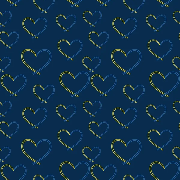 Žlutá Modrá Stuha Symbol Světového Dne Syndromu Stuha Jako Srdce — Stockový vektor
