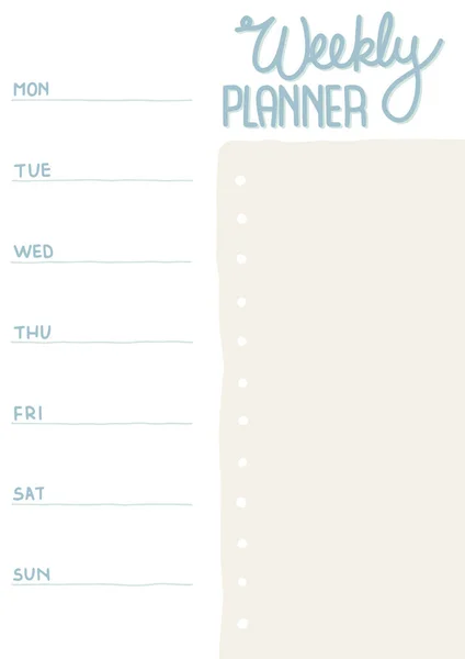 Weekly Planner Space Notes All Days Week Векторный Выделенный Контур — стоковый вектор