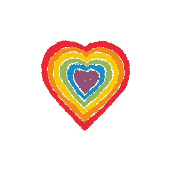 Lgbt Pride Symbol Pride Lgbt Brush Heart Icon Isolated White — Stock Vector