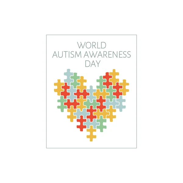 Día Mundial Del Autismo Concepto Salud Mental Con Rompecabezas Corazón — Vector de stock