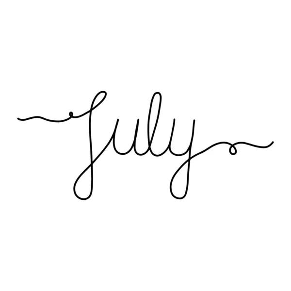 Handgetekende Letterzin Juli Maand Juli Voor Kalender Inkt Borstel Belettering — Stockvector