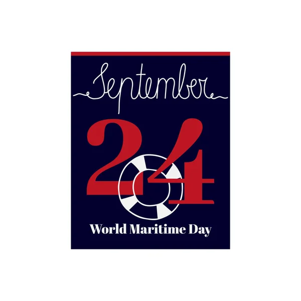 Kalender Blad Vector Illustratie Het Thema Van Wereld Maritieme Dag — Stockvector