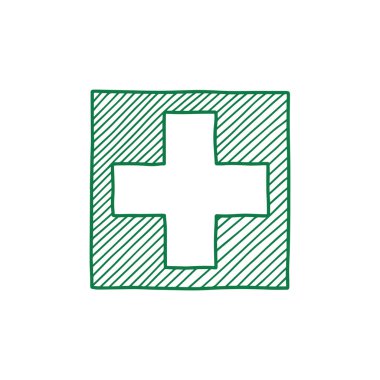 İlk yardım sembolü. 12 Eylül 'de Dünya İlk Yardım Günü teması üzerine vektör illüstrasyonu. 