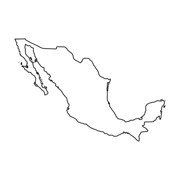 Mapa Esboço Fundo Branco México Mapa Vetorial Com Contorno — Vetor de Stock