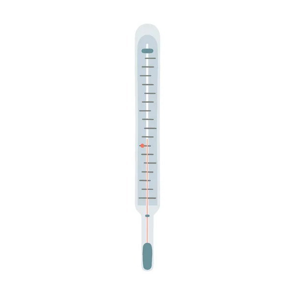 线性汞温度计 医疗用 一种测量人体温度的玻璃温度计 白色背景的矢量说明 — 图库矢量图片
