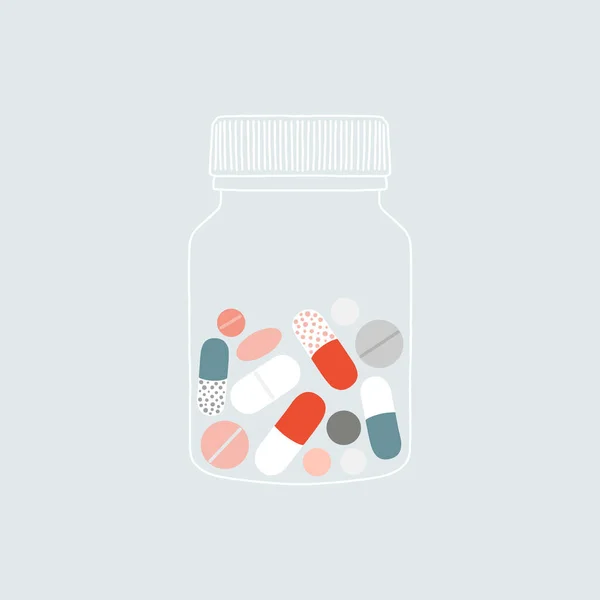 Tablett Flaska Vektor Illustration Receptbelagd Flaska Begreppet Sjukvård Och Medicin — Stock vektor