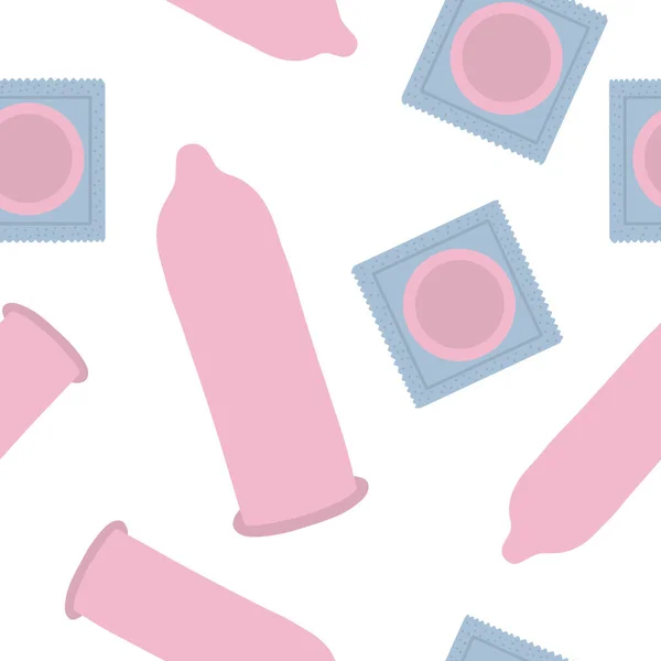主题为 9月26日世界避孕日 的无缝图案 装饰有手写题词和避孕套绘图 — 图库矢量图片