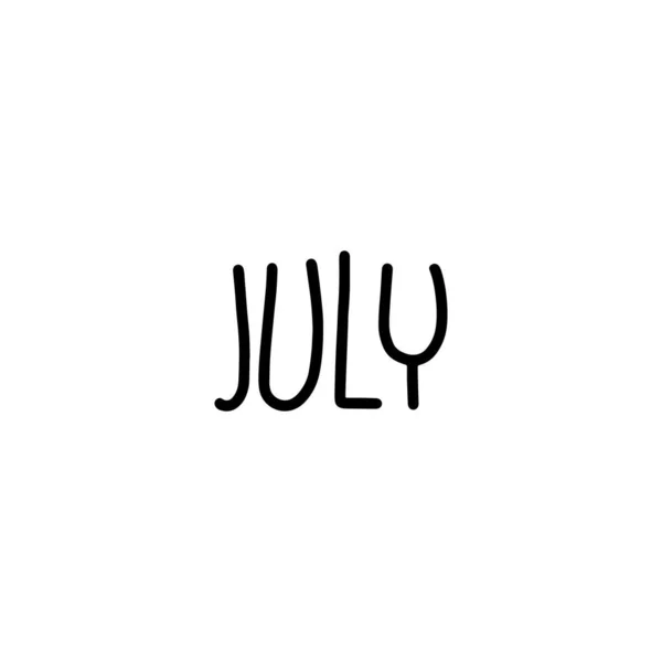 Frase Letras Dibujada Mano Julio Mes Julio Para Calendario Letras — Archivo Imágenes Vectoriales