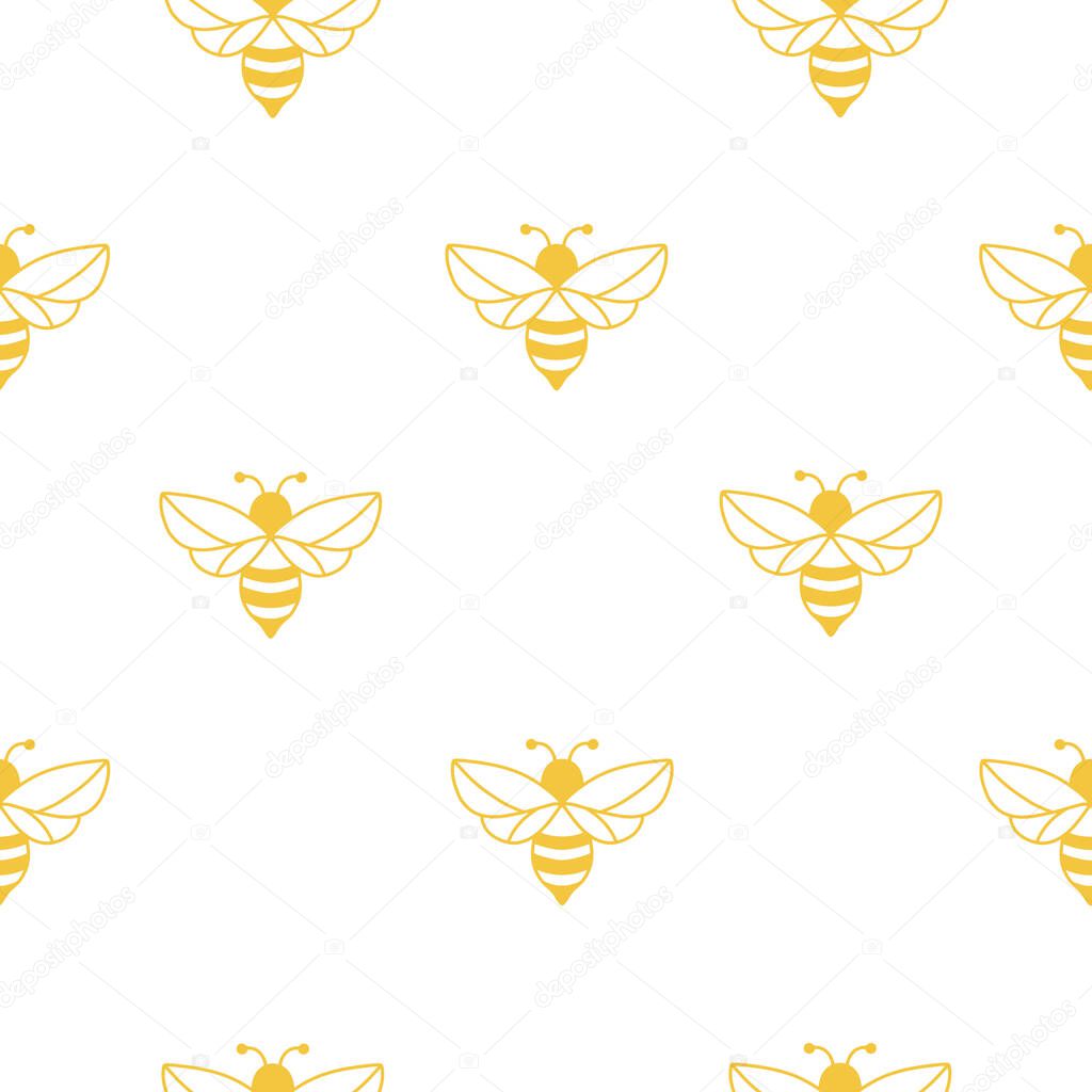 Seamless pattern of a Bee. Can be used as an illustration for World Bee Day in May 20.  For the visualization of beekeepers' advertising products, party decor, fabrics.