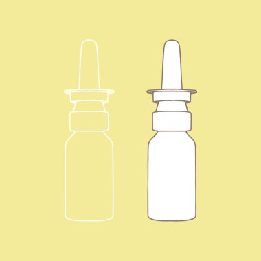 Burun spreyleri. Tıbbi, gerçekçi, vektör çizimi.