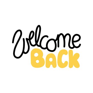 Elle yazılmış metni olan vektör kartı. Hoş geldin. Hoş geldin fırça kaligrafi afişi. Yeniden başlatma kartları, davetiyeler, baskılar vs..