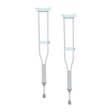 Beyaz arkaplanda izole edilmiş koltuk değnekleri vektör simgesi. Sağlık sigortası kavramı.