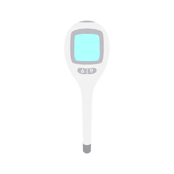 Electronic Medical Thermometer Digital Thermometer Isolated White Background Flat Design — Stock Vector