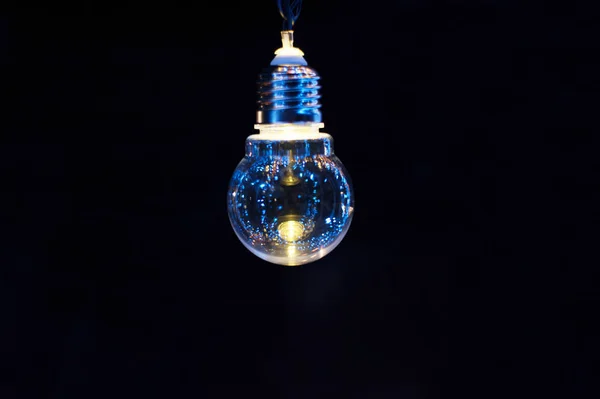 Glowing Decorative Light Bulb Dark Background — Stock Photo, Image