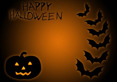 Cadılar Bayramı kabakları ve arka planda yarasa