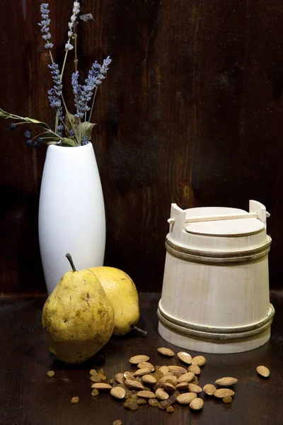 Vase Avec Des Fleurs Séchées Nature Morte — Photo