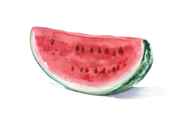 Watercolor slice of watermelon for your cookbooks, cards, menus and other ideas — Stock Photo, Image