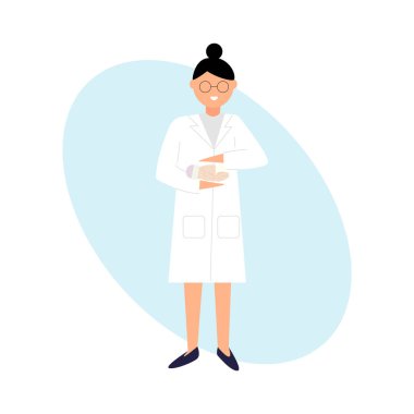 Modern tıbbi el çizilmiş vektör illüstrasyon. Bir neonatolojist burnunda gaz-burun sondası olan prematüre bir bebek tutuyor. Grafik tasarım, web ve baskı üretimi için görüntü. Prematüre gün kavramı