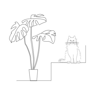 Şık bir kedi vektör illüstrasyon. Bir kedisilueti. Modern trend tasarımı. Logolar, el ilanları, paketler, baskılar ve posterler için konsept