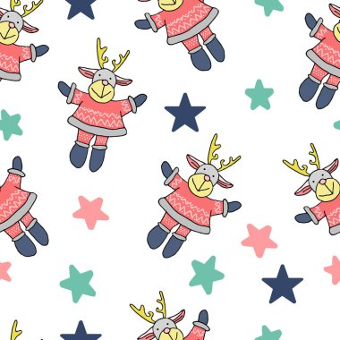 Noel ve yeni yıl tarzında vektör dikişsiz desen çizim 
